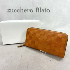 極美品 zucchero filato 牛革 メッシュ ラウンド ファスナー 長財布 47735 ロング ウォレット  ブラウン 箱付き レディース 鞄 _201067のサムネイル