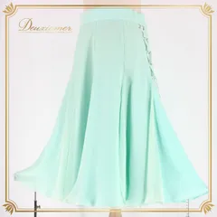 社交ダンス 衣装 スタンダード スカート レッスンウェア レディース Fantasy グリーン系 ブルー系 練習着 無地 シンプル かわいい 清楚 ミントグリーン ファスナー 伸縮性 日本製 サイド編み上げ デザイン アクセント 練習用 踊りやすい