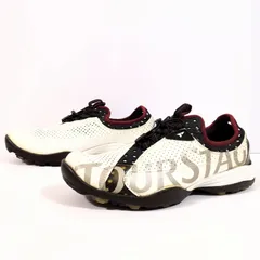 ゴルフシーンに◎【TOURSTAGE】ツアーステージ ゴルフ シューズ スパイク スニーカー SHTV17 メッシュ ロゴ かっこいい おしゃれ カジュアル スポーツ メンズ 白 ホワイト 黒 ブラック 27.5cm /M43084HH