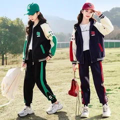 送料無料 ジャージ 子供服 女の子 スウェット 長袖 上下セット 2点セット ガールズ スポーツウェア シンプル 運動着 運動会 韓国風 パーカー ジュニア おしゃれ アウター 春秋 カジュアル HIPHOP ダンス 衣装