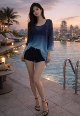 グラデーション シースルー 長袖 Tシャツ