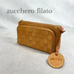 未使用 zucchero filato 本革 編み込み お財布 ショルダー 48917 斜め掛け バッグ 鞄  ブラウン  レディース 鞄 _201067