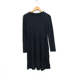 ザラ ZARA 切替 ティアード ワンピース 長袖 ロング丈 丸首 無地 M ブラック 黒 /FT1