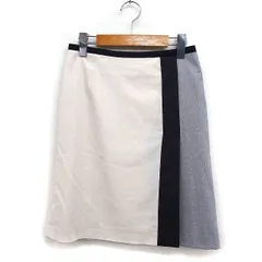 インディヴィ INDIVI 異素材切替 台形スカート ミニ 36 オフホワイト 白 /FT13