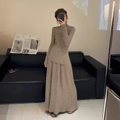 送料無料 上下セット レディース セットアップ ニット スカート 長袖 秋服 トップス ボトムス カジュアル 上下 ゆったり 体型カバー 通学 通勤 新作 秋冬新作 柔らか レディースファッション