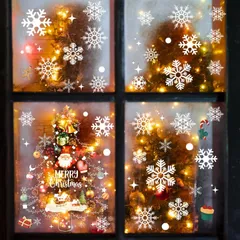 35*25cm4枚 雪の結晶61pcs入り ウィンドウ クリスマスツリー1個 クリスマス クリスマス 飾り ステッカー MERRY 窓 CHRISTMAS PLAYER】ウォールステッカー プレゼント 【BEAUTY (カラフルなクリスマスツリー)