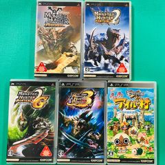 [5 점 세트] PSP 몬스터 헌터 휴대용 몬스터 헌터 휴대용 2nd 2ndG 3rd 몬한 일기 따끈따끈 아이루 마을 CAPCOM 캡콤 플레이 스테이션 휴대용