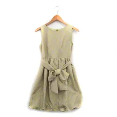 カエン kaene ワンピース ノースリーブ ロング リボン 総柄 F グレー 灰 /KT25