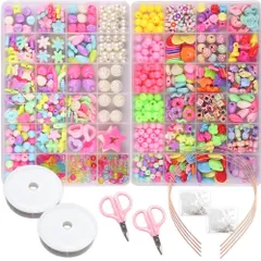 パール カチューシャ付き 手作り カラフル ブレスレット 大容量 子供 女の子 工具セット キット アクセサリー ビーズ ZAIDEA