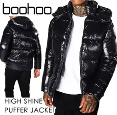 ukドリル初代代表ブランド boo hoo man HIGH SHINE PUFFER JACKET 【ダウンジャケット】【ブラック】【S】【セントラルシー着用ブランド】