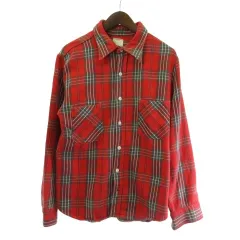 ビックマック BIGMAC 70's ヘビーネルシャツ チェック 長袖 赤 レッド ■GY28