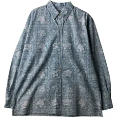 古着 レインスプーナー REYNSPOONER 総柄 ラハイナセーラー 長袖 ボタンダウンシャツ ハワイ製 メンズXL相当/eaa616236