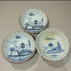 江戸時代末期から明治時代にかけて作られた古伊万里の「染付山水図」の