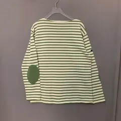 M L SAINT JAMES (セントジェームス) ギルド エルボー パッチ ストライプ ボーダー柄 長袖Tシャツ