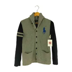 ポロラルフローレン POLO RALPH LAUREN ビックポニー刺繍 ナンバリング ツートン  コットンショールカラーカーディガン レディース  L(14-16)