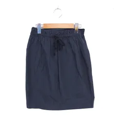 デプレ DES PRES トゥモローランド タイト スカート ひざ丈 リボン ウエストゴム 薄手 1 ネイビー 紺 /TT