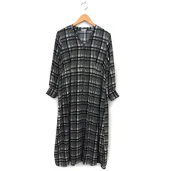 スタディオクリップ Studio Clip チェック シャツワンピース フレア マキシ丈タック スキッパーカラー 長袖 M 黒 ブラック /NT26