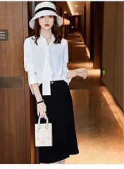 送料無料 ボウタイ フォーマル シャツ レディース シャツ ブラウス シフォンシャツ スーツインナー チュニック 大人 Yシャツ ワイシャツ ボウタイブラウス 長袖 Vネックトップス きれいめ 上品 落ち感 魅力 プルオーバー 長袖シャツ 白シャツ