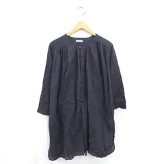 スタディオクリップ Studio Clip シャツワンピ ワンピース ロング ノーカラー 薄手 綿 コットン 長袖 F チャコールグレー /TT