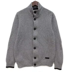 ブラックレーベルクレストブリッジ BLACK LABEL CRESTBRIDGE コットン ウール ニット ハイネック カーディガン グレー M