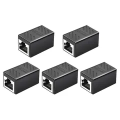 RJ45 LANケーブル用中継コネクタ (5個セット）LpoieJun RJ45 延長 アダプタギガビット対応 メス-メス ネットワークケーブル イーサネットケーブル Cat7、Cat6、Cat5e、Cat5用のネットワーク端子 (ブラック)