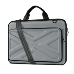 MOSISO ハードPCケース 男性用 女性用、13インチ、対応機種 MacBook/HP/Dell/Lenovo/Asus、 13.3 インチ ラップトップバッグ、フロントポケット ＆ ショルダーストラップ ＆ トロリーベルト付き(グレー)