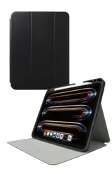 エレコム ipad pro 11インチ (M4) 2024年モデル ケース Apple Pencil収納 スリープモード対応 傷や汚れが付きにくいソフトレザー ブラック TB-A24PMSABK
