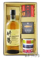 竹鶴 ピュアモルト 700ml + 缶詰おつまみ5種セット 【 8929 】 【 送料無料 】【 ウイスキー・おつまみセット 】のサムネイル