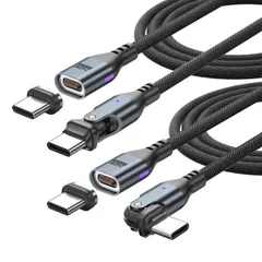 USB C ケーブル マグネット 240W 180度回転 16pin 【1.8M 2本セット】タイプCケーブル Ｌ字型 5A急速充電 480Mbpsデータ転送 タイプc 充電 AndroidなどType-C機種対応 (1.8m*2)