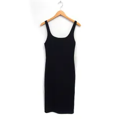 ザラ ZARA ニット ノースリーブ ワンピース ロング丈 スリット 無地 M ブラック 黒 /FT24