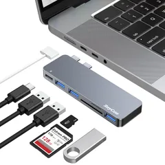 Macbook/Air 6-IN-2 USB-C M2 Macbook Pro USB Type (サイズ改良) PD充電 ポート USB3.0ポート SD/Micro SDカードリーダー 直挿しタイプ M1 M2 チップ対応 Macbook Pro ...