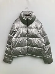 GAP ギャップ ダウンジャケット/コート M シルバー 無地 ショート丈 フードなし ジップアップ