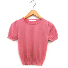 エフデ ef-de ニット セーター ハイゲージ ウール混 クロップド リブ ラウンドネック 半袖 9 ピンク /NT35