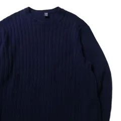 00's ギャップ GAP クルーネック ラムウール ニット セーター 紺 (XL) ネイビー リブ無し 無地 00年代 旧タグ オールド 2002年製 アメリカ古着 USED ビンテージ ヴィンテージ