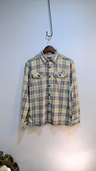 パタゴニア　オーガニックコットン　フィヨルド　フランネルシャツ　長袖　チェック柄　mens M相当 patagonia イエロー　ブルー　クリーム