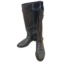  COLE HAAN コールハーン　ロングブーツ　レザー　黒　ブラック　レディース　8B ローヒール　エンジニア　人気　オシャレ　高級感【Z1781】