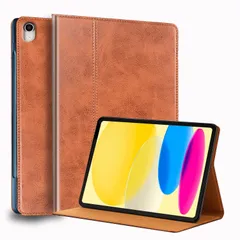 Gexmil ケース iPad 第11世代 (A16) 11 インチ 2025,10世代専用,10.9 インチ (2022)高級レザー製 耐衝撃性 軽量 防指紋 防滑,オートスリープ/ウェイク,アジャスタブルスタンド,ブラウン