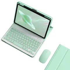 2025 iPad (A16) 11インチ キーボードケース マウス付き 2022 10.9インチ iPad第10世代 キーボード カバー 上側ペンシル収納 マグネット分離式 配色 カラーキーボード 学生 ビジネス 女性 人気,ミント