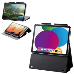 エレコム iPad 第11世代 A16 11インチ (2025) 10.9インチ 第10世代 (2022) ケース 多段階高さ調整 オートスリープ/オートウェイク ソフトレザー ブラック TB-A24RWVH2BK