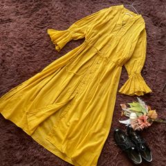 希少 河谷シャツ ロングシャツワンピース ジャガードドット フクロウ