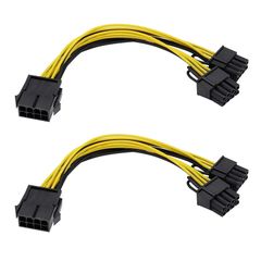 Popolier GPU VGA PCIe 8 핀 여성에서 듀얼 2X8 핀 (6 + 2) 전원 케이블 30cm (2 개 세트) 스플리터 PCI Express 그래픽 카드 커넥터 PC 전원 케이블 그래픽 카드 용 와이어 CPU 모레 ...