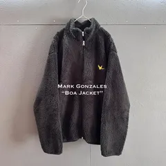 Mark Gonzales マークゴンザレス ボアジャケット 刺繍ロゴ 黒 Mサイズ