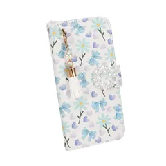 適用iPhone se3/se2ケース 第2世代 第3世代 iPhone8 ケース iPhone7手帳型ケース スマホケース チャーム な タッセル ストラップ付き カードホルダー かわいい TPU スタンド 機能 カード収納 スマホケース 人気 花と蝶 0