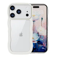 Casesmo iPhone 17 Pro Max 用 ケース 可愛い 透明 いphone17promax 用 スマホケース波型 うねうね かわいい TPU+PC 薄型 軽量 耐衝撃 おしゃれ ウェーブ カバー ワイヤレス充電対応 ストラップホール付きアイ 1