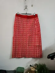 レッド ハウンドトゥース CHECK スカート