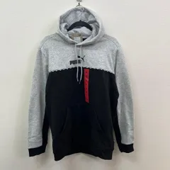 T826-1787578 タグ付き PUMA メンズ パーカー 裏起毛 Mサイズ ライトグレー×ブラック