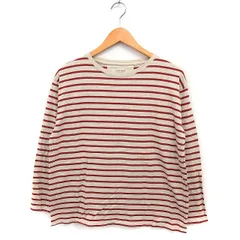 ハートマーケット HEART MARKET ボーダー Tシャツ カットソー 長袖 丸首 コットン 綿 F ベージュ レッド 赤 /FT28