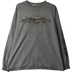 古着 00年代 ハーレーダビッドソン Harley-Davidson ファイヤーパターン モーターサイクル ロングTシャツ ロンT USA製/eaa615160