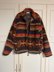 ジャガード フリース ジャケット Brown