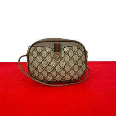 未使用保管品 GUCCI グッチ オールドグッチ ヴィンテージ シェリーライン GG ロゴ 金具 レザー ミニ ショルダーバッグ ブラウン f83-6
